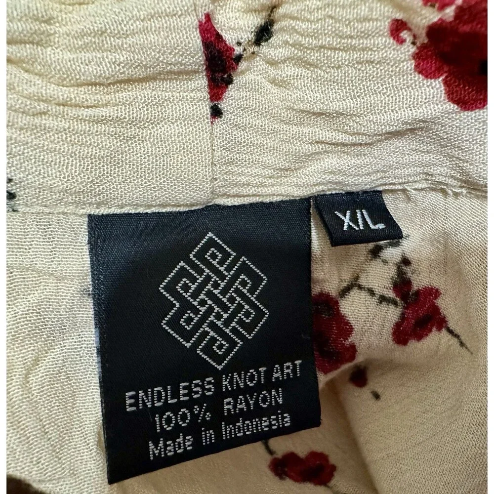 Endless Knot Art‎ Crinkle Jacket Asian Motif Sakura Floral L/XL